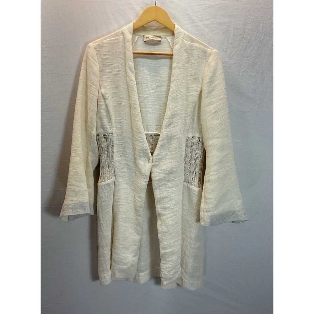 Gentry‎ Portofino Italy Linen Jacket cardigan Blazer Duster US 10 IT 44 Ivory